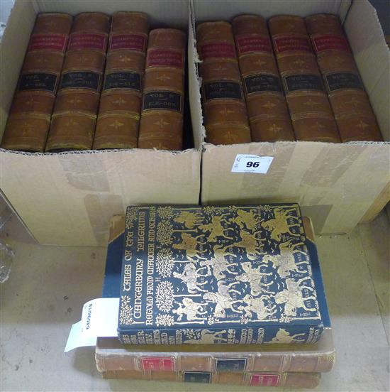 Chambers Encylopaedia, 10 vols, 1880, half calf & Tales of the Canterbury Pilgrims (illus H Thomson)